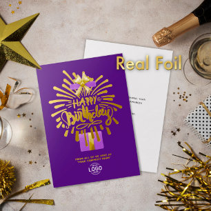 Invitation En Aluminium Ajouter un logo violet cadeau feu d'artifice affai