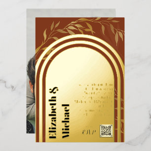 Invitation En Aluminium All-in1 OR FOIL Terracotta Photo QR Code Moderne