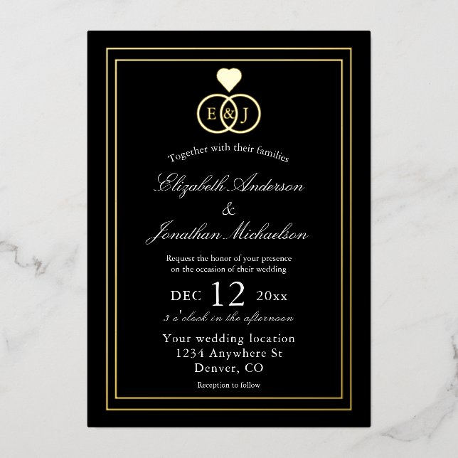 Invitation En Aluminium Alliance de Bagues Mariage (Recto)