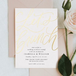 Invitation En Aluminium Allons bruncher avec des lettres dorées après le m