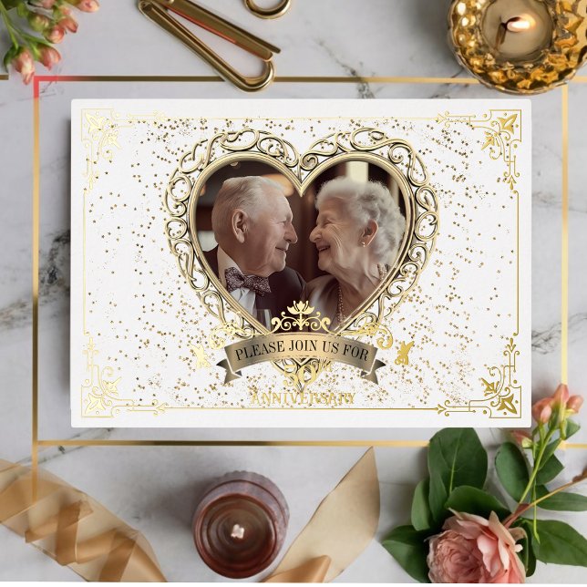 Invitation En Aluminium Amour coeur 50e anniversaire Fête (Créateur téléchargé)