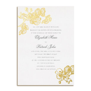Invitation En Aluminium Amour d'Orchidée Pur Formel Classique Mariage de F