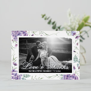 Invitation En Aluminium Amour et Remerciements Élégante Photo Fleurie Viol