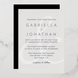 Invitation En Aluminium Ampersand blanc moderne et Mariage monochrome Arge