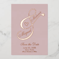 Ampersand Cœur Rose Blush Enregistrer la Date Pres