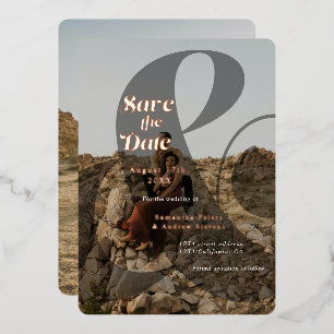 Invitation En Aluminium Ampersand moderne superposer 2 photos enregistrer