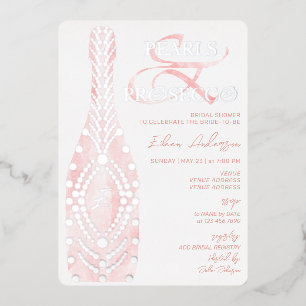 Invitation En Aluminium Ampersand Pearls & Prosecco Fête des mariées Argen