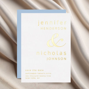Invitation En Aluminium Ampersand Poudre Bleu Mariage Enregistrer La Date