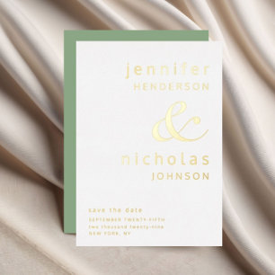 Invitation En Aluminium Ampersand Vert Mariage Économisez La Date Or