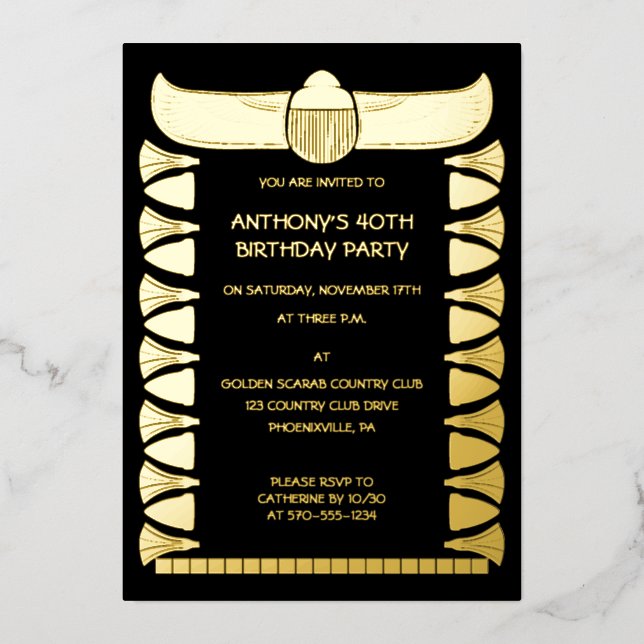 Invitation En Aluminium Ancien dendroctone du scarab égyptien personnalisé (Recto)
