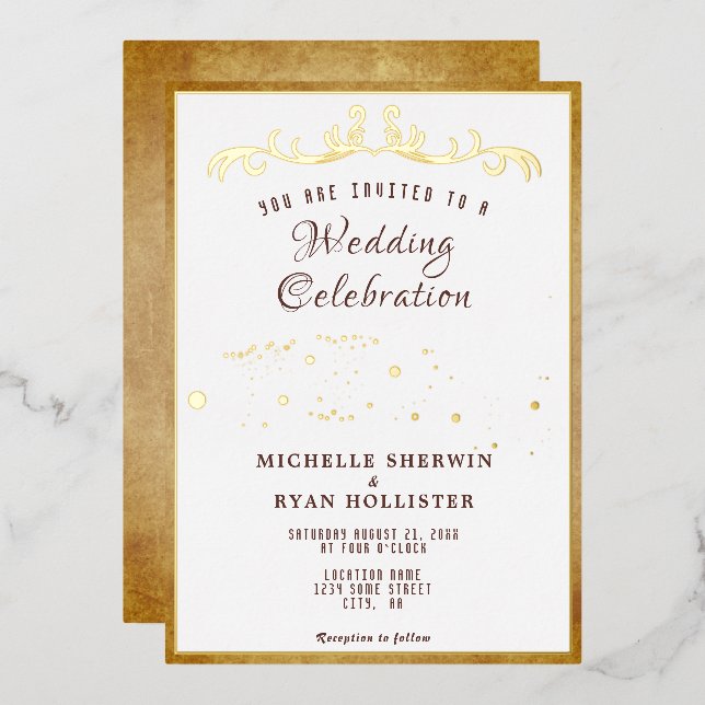 Invitation En Aluminium Ancien ornement de papier romantique Vieux Mariage (Recto/Verso)