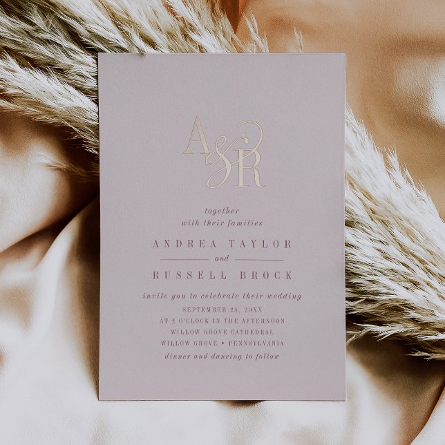 Invitation En Aluminium ANDREA Burgundy Blush Pink Rose Gold Foil Wedding (ANDREA Burgundy Blush Pink Rose Gold Foil Wedding Foil Invitation)