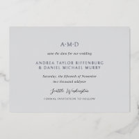 Andrea Grey Elegant Wedding Enregistrer la date