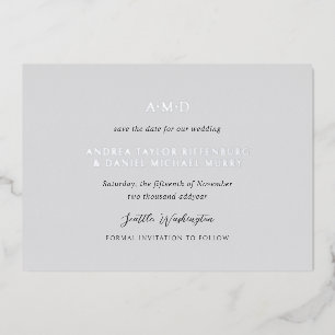 Invitation En Aluminium Andrea Grey Elegant Wedding Enregistrer la date