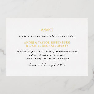 Invitation En Aluminium Andrea Noir Blanc Élégant Mariage