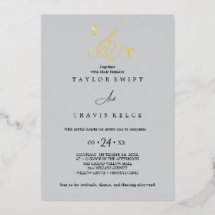 Invitation En Aluminium ANDREA Noir, Blanc & Or Élégant Mariage Formel