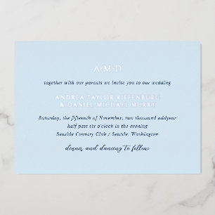Invitation En Aluminium Andrea Sky Blue Mariage élégant
