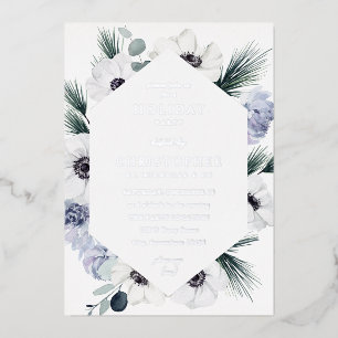 Invitation En Aluminium Anemone Hiver Blanc Floral Fête Fête