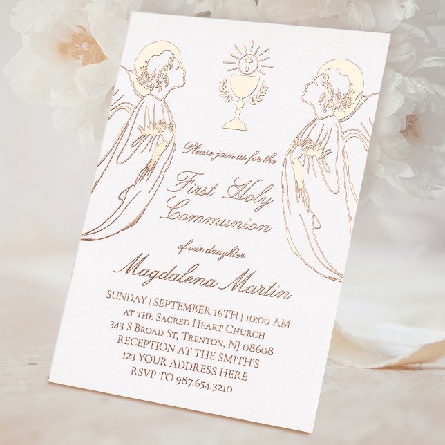 Invitation En Aluminium anges adorateurs Première Sainte Communion  (Créateur téléchargé)