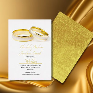 Invitation En Aluminium Anneaux élégants en feuille d'or de mariage Simple