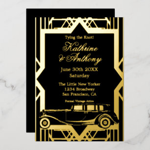 Invitation En Aluminium Années folles Limo Gatsby Style Foil Invitatiatiat