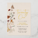 Invitation En Aluminium Anniversaire 21 ans<br><div class="desc">Cette élégante et élégante 21e Invitation à huile Boho Birthday présente de magnifiques aquarelles peintes à la main boho herbe rustique séchée, vert sauge, un mignon papillon, et des fleurs sauvages vintages dans les tons de rouille, terre cuite, violet, bleu, et orange brûlé, qui sont des détails étonnants pour ajouter...</div>