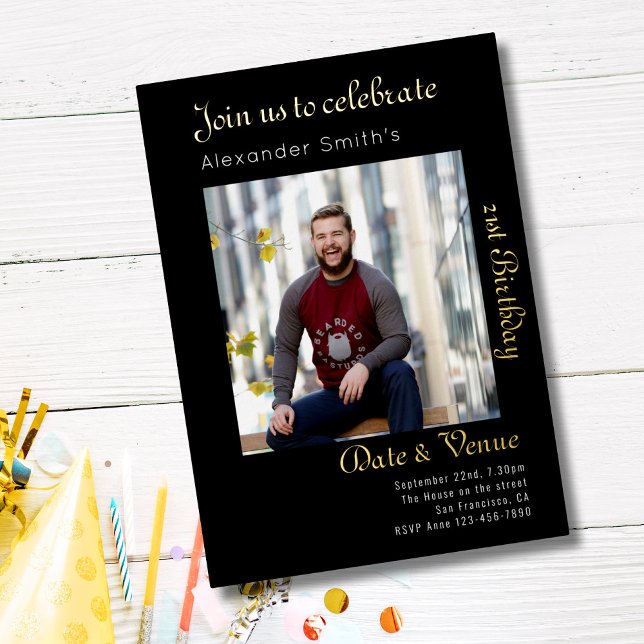 Invitation En Aluminium Anniversaire 21 ans noir (Créateur téléchargé)