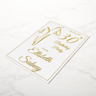Invitation En Aluminium Anniversaire 30 ans Fleur de Neige Noir et Blanc