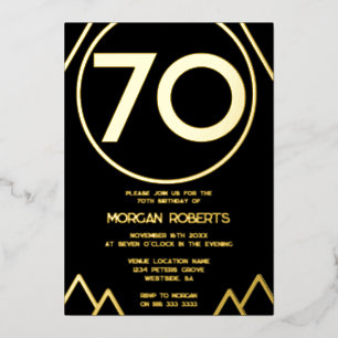 Invitation En Aluminium Anniversaire 70 ans Hommes ou Femmes Moderne Noir