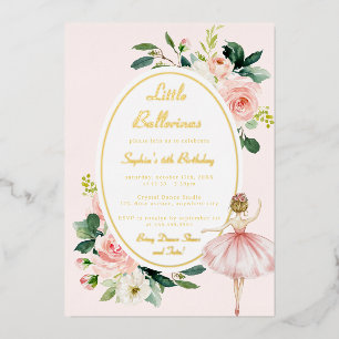 Invitation En Aluminium Anniversaire de enfant floral Blush Ballerina