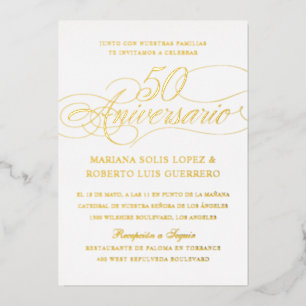 Invitation En Aluminium Anniversaire de mariage de 50 ans en langue espagn