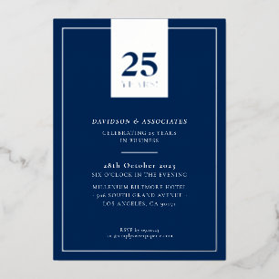 Invitation En Aluminium ANNIVERSAIRE D'ENTREPRISE élégant marine argent af