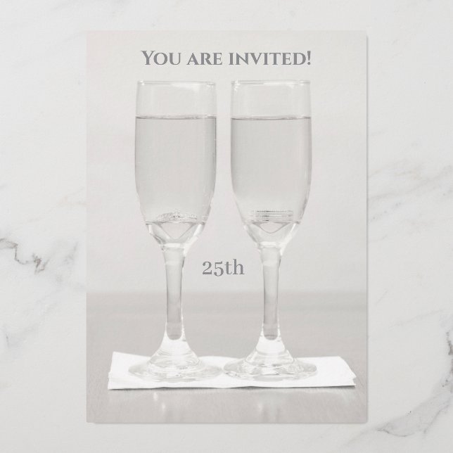 Invitation En Aluminium Anniversaire des Anneaux blancs Argent 25e Mariage (Verso)