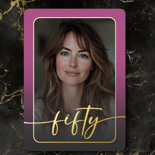 Invitation En Aluminium Anniversaire des Cinquante Ans Minimaliste Moderne