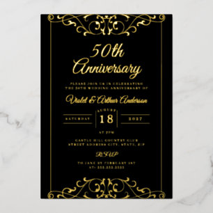 Invitation En Aluminium Anniversaire du 50e anniversaire du Mariage de Bla