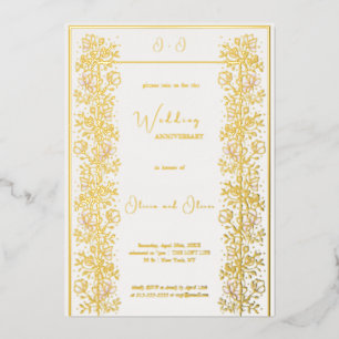 Invitation En Aluminium Anniversaire du Mariage rose Magnolia
