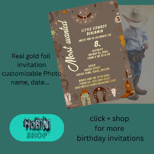 Invitation En Aluminium anniversaire du petit cow-boy texan le plus recher
