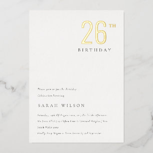 Invitation En Aluminium Anniversaire Élégant Minimaliste Doré à Feuille d'
