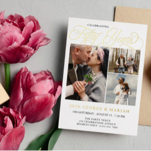 Invitation En Aluminium Anniversaire mariage célébrant 50 ans d'or