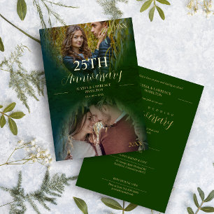 Invitation En Aluminium Anniversaire Mariage de luxe 2 Photos superposer O