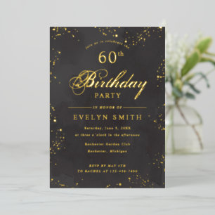 Invitation En Aluminium Anniversaire noir et or