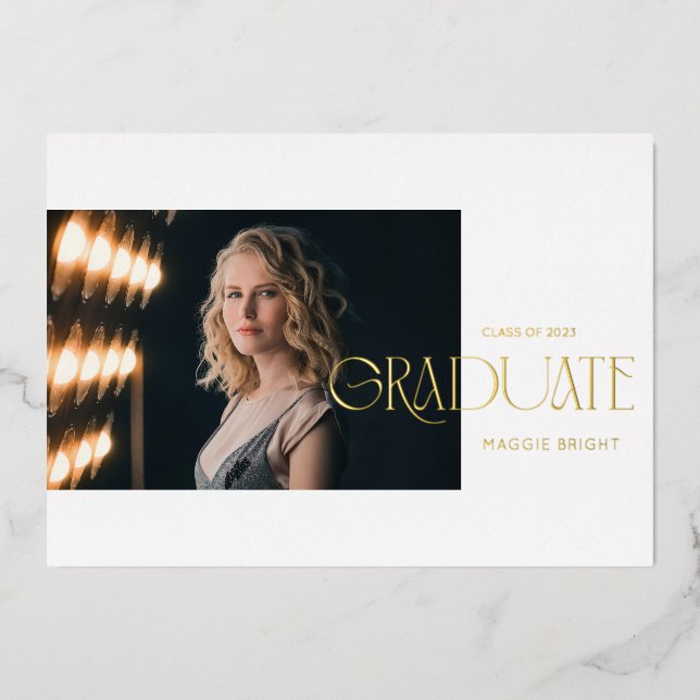 Invitation En Aluminium Annonce de diplômé 2023 avec écriture moderne scri (Recto)