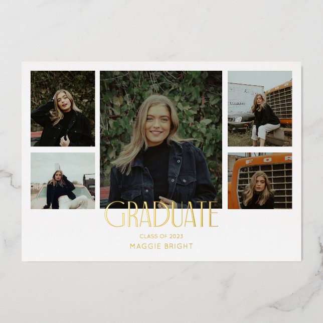 Invitation En Aluminium Annonce de diplômé 2023 multi photo  (Recto)