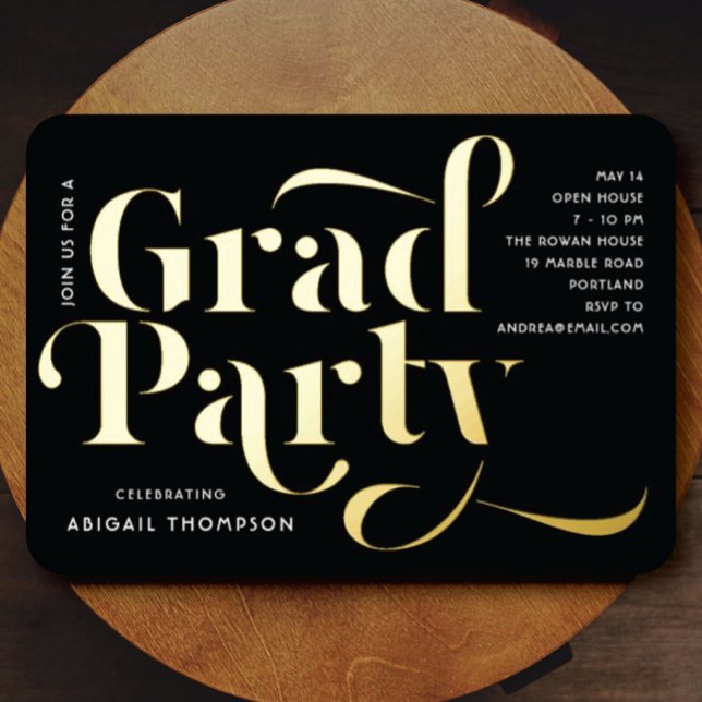 Invitation En Aluminium Annonce de fête de fin d'études en véritable feuil (Créateur téléchargé)