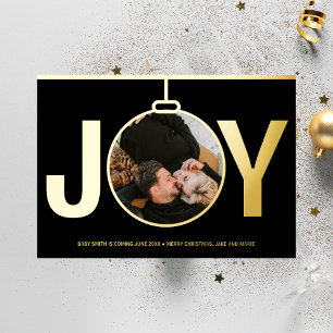 Invitation En Aluminium Annonce de grossesse de Noël Joy en or