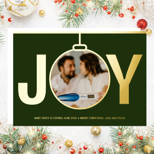 Invitation En Aluminium Annonce de grossesse de Noël Joyeux en doré