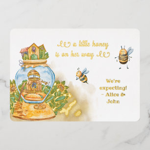 Invitation En Aluminium Annonce de grossesse Mère à abeille en feuille d'a