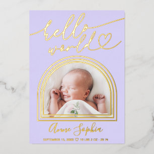 Invitation En Aluminium Annonce de naissance Cadre Arch Hello World
