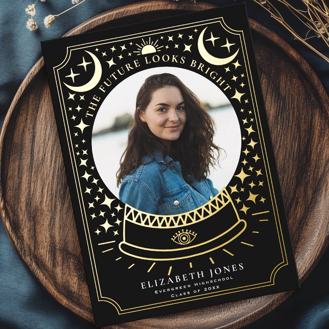 Invitation En Aluminium Annonce de photo de remise de diplômes Boule de cr (Créateur téléchargé)