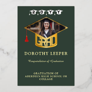 Invitation En Aluminium Annonce de remise de diplômes avec photo et toque 